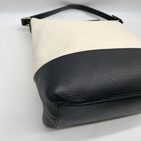Kate Spade Black And Cream Pebbled Leather Bay Street Lexie Shoulder Bag - Picture 7 of 10